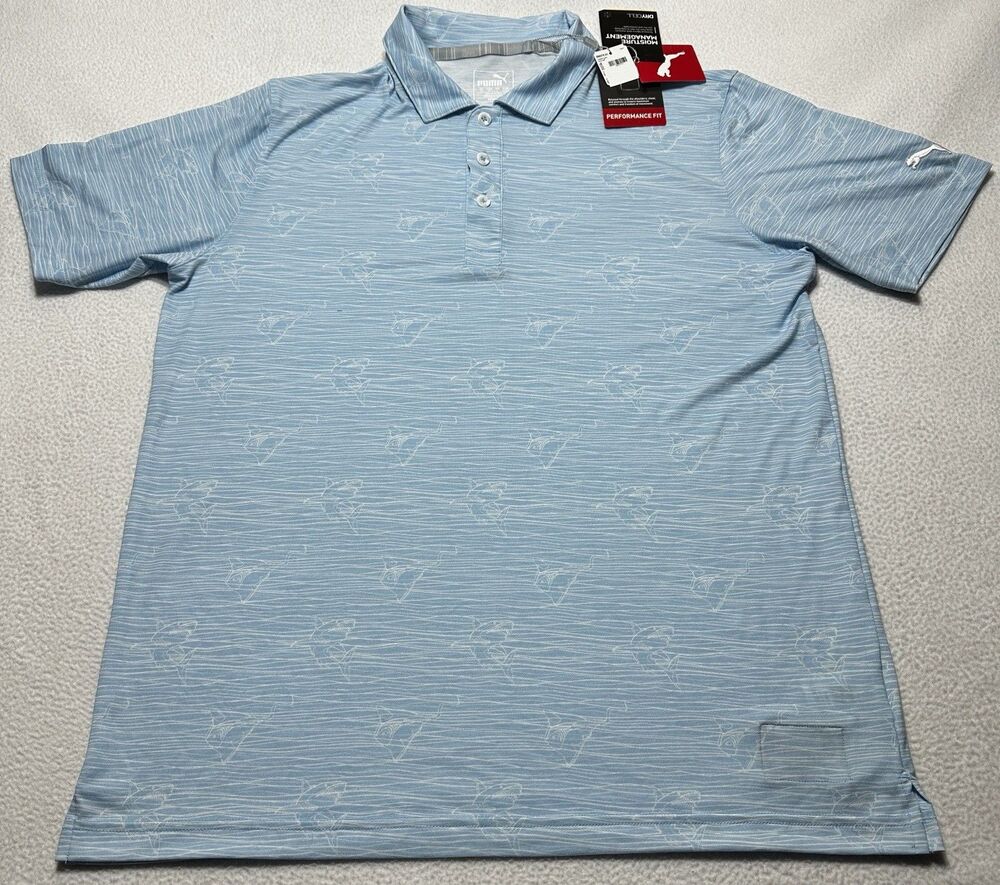 Puma Golf Oceans Polo Tournament Edition Activewear Men’s Medium Blue Bell NWT